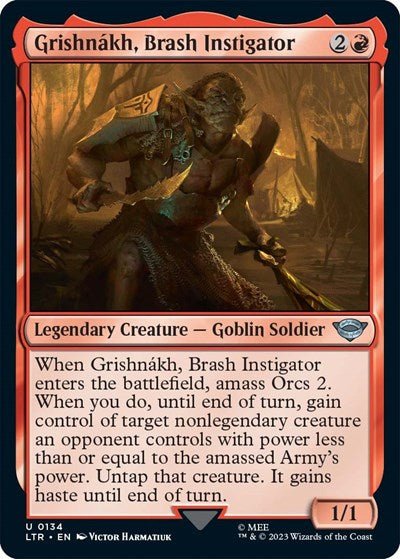 2023 Magic: The Gathering: Universes Beyond: The Lord of the Rings: Tales of Middle-earth (LTR) - Grishnakh Brash Instigator (#134, Uncommon) (, Near Mint)