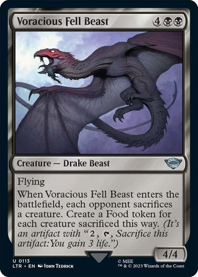 2023 Magic: The Gathering: Universes Beyond: The Lord of the Rings: Tales of Middle-earth (LTR) - Voracious Fell Beast (#113, Uncommon) (, Near Mint)