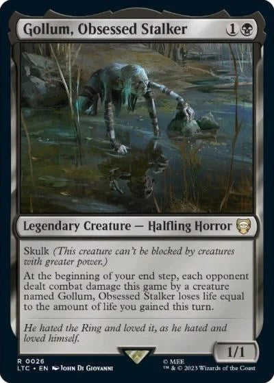 2023 Magic: The Gathering: Commander: The Lord of the Rings: Tales of Middle-earth (LTC) - Gollum Obsessed Stalker (#26, Rare) (, Near Mint)