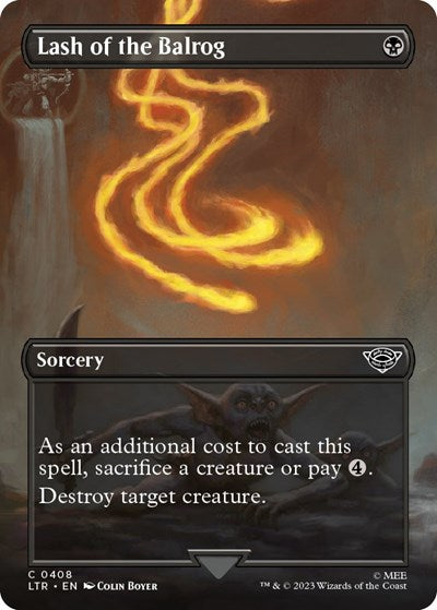2023 Magic: The Gathering: Universes Beyond: The Lord of the Rings: Tales of Middle-earth (LTR) - Lash of the Balrog Borderless (#408, Common) (Foil, Near Mint)