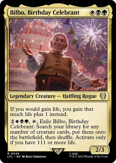 2023 Magic: The Gathering: Commander: The Lord of the Rings: Tales of Middle-earth (LTC) - Bilbo Birthday Celebrant (#48, Rare) (, Near Mint)