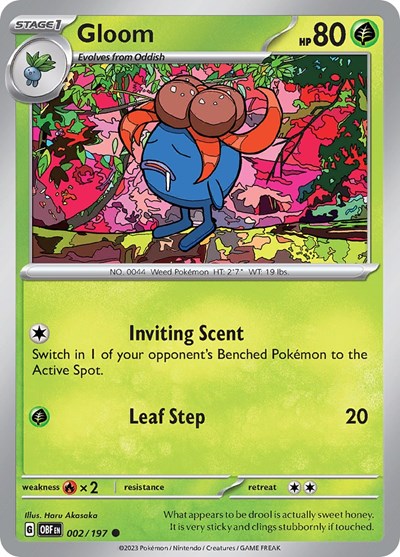 2023 Pokemon: SV03: Obsidian Flames (OBF) - Gloom (#002/197, Common) (, Near Mint)