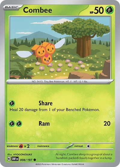 2023 Pokemon: SV03: Obsidian Flames (OBF) - Combee (#008/197, Common) (, Near Mint)