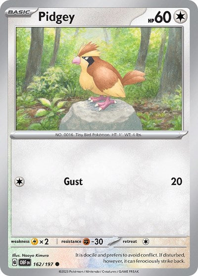 2023 Pokemon: SV03: Obsidian Flames (OBF) - Pidgey (#162/197, Common) (, Near Mint)