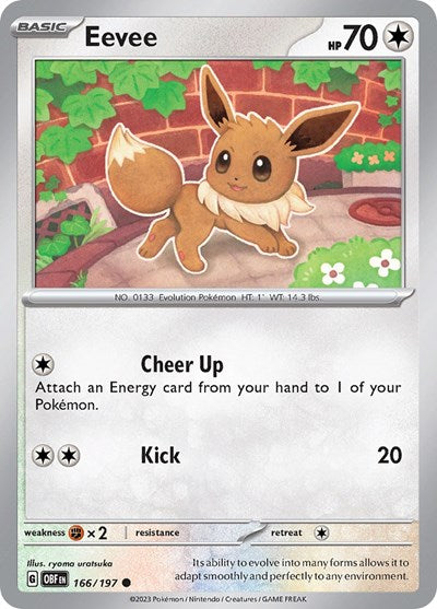 2023 Pokemon: SV03: Obsidian Flames (OBF) - Eevee (#166/197, Common) (, Near Mint)
