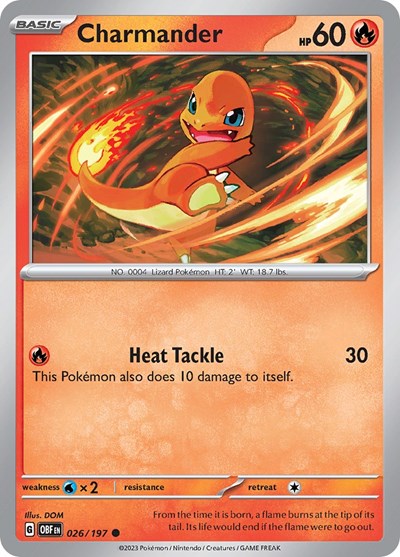 2023 Pokemon: SV03: Obsidian Flames (OBF) - Charmander (#026/197, Common) (, Near Mint)