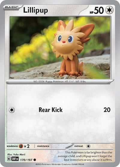 2023 Pokemon: SV03: Obsidian Flames (OBF) - Lillipup (#170/197, Common) (, Near Mint)