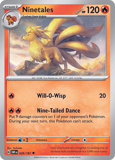 2023 Pokemon: SV03: Obsidian Flames (OBF) - Ninetales (#029/197, Uncommon) (, Near Mint)