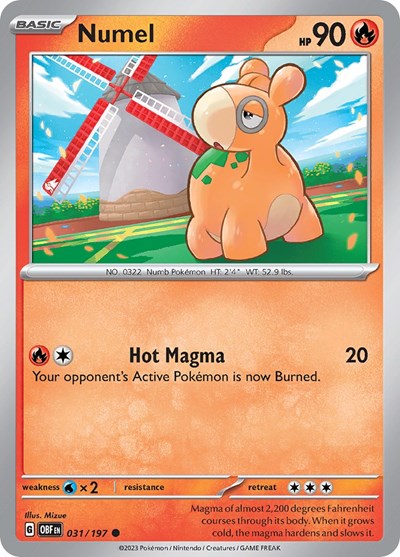 2023 Pokemon: SV03: Obsidian Flames (OBF) - Numel (#031/197, Common) (, Near Mint)