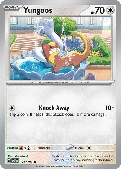 2023 Pokemon: SV03: Obsidian Flames (OBF) - Yungoos (#176/197, Common) (, Near Mint)