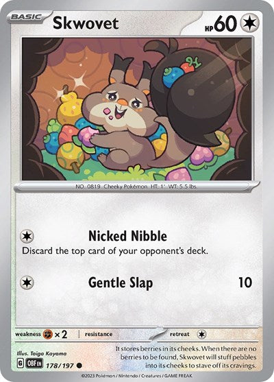 2023 Pokemon: SV03: Obsidian Flames (OBF) - Skwovet (#178/197, Common) (, Near Mint)
