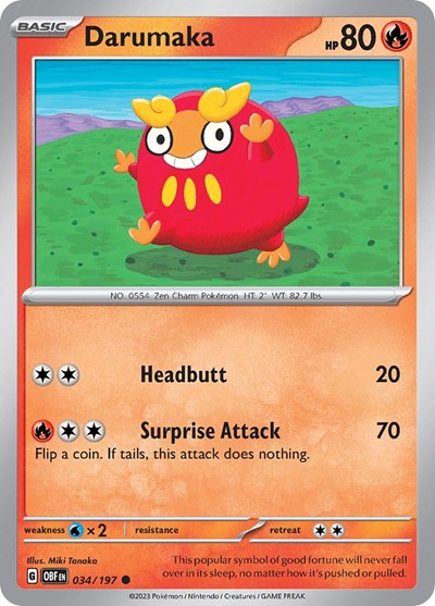 2023 Pokemon: SV03: Obsidian Flames (OBF) - Darumaka (#034/197, Common) (, Near Mint)