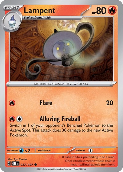 2023 Pokemon: SV03: Obsidian Flames (OBF) - Lampent (#037/197, Common) (, Near Mint)