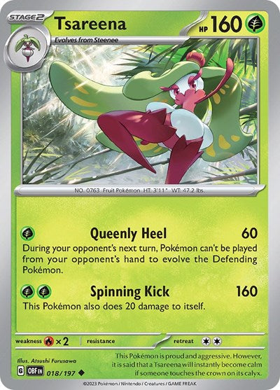2023 Pokemon: SV03: Obsidian Flames (OBF) - Tsareena (#018/197, Uncommon) (, Near Mint)
