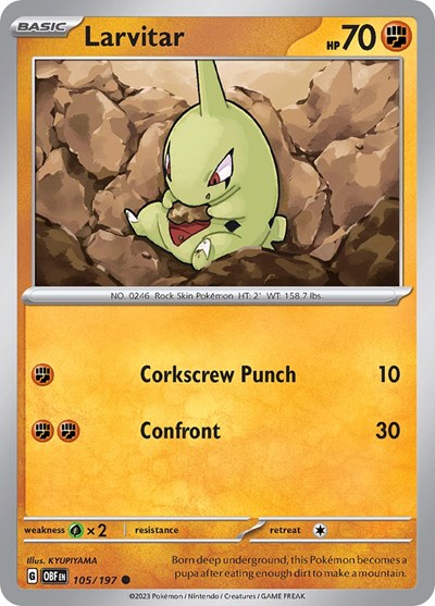2023 Pokemon: SV03: Obsidian Flames (OBF) - Larvitar (#105/197, Common) (, Near Mint)