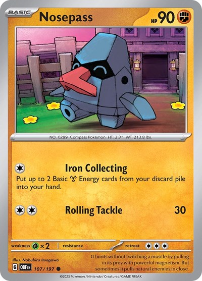 2023 Pokemon: SV03: Obsidian Flames (OBF) - Nosepass (#107/197, Common) (, Near Mint)