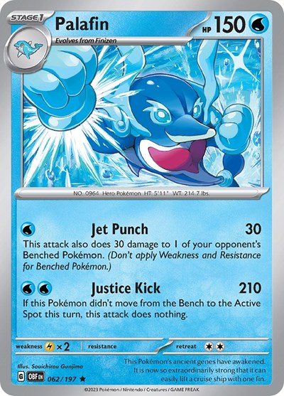 2023 Pokemon: SV03: Obsidian Flames (OBF) - Palafin (#062/197, Rare) (Reverse Holofoil, Near Mint)