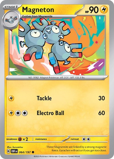 2023 Pokemon: SV03: Obsidian Flames (OBF) - Magneton (#064/197, Common) (, Near Mint)