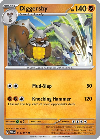 2023 Pokemon: SV03: Obsidian Flames (OBF) - Diggersby (#113/197, Uncommon) (, Near Mint)