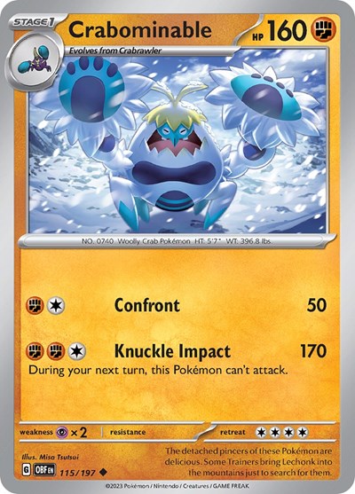 2023 Pokemon: SV03: Obsidian Flames (OBF) - Crabominable (#115/197, Uncommon) (, Near Mint)