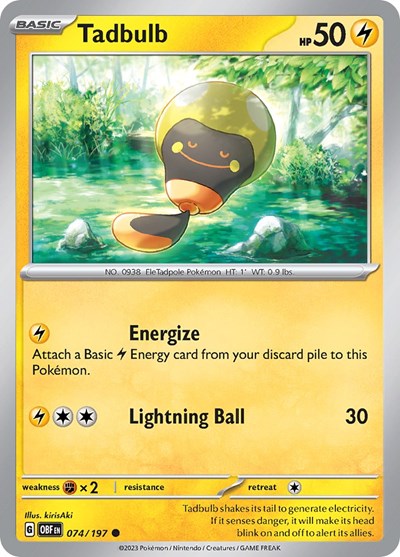 2023 Pokemon: SV03: Obsidian Flames (OBF) - Tadbulb 074 197 (#074/197, Common) (, Near Mint)
