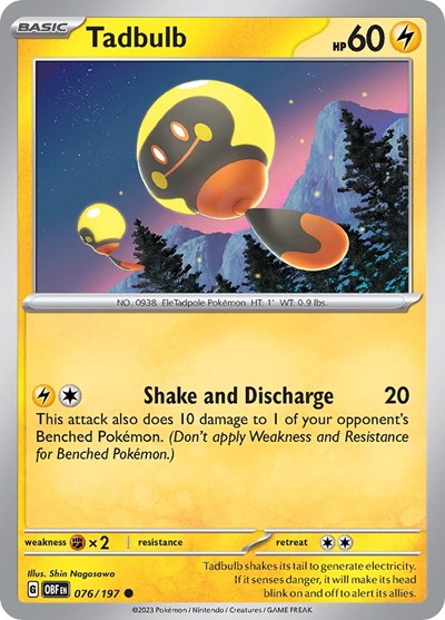 2023 Pokemon: SV03: Obsidian Flames (OBF) - Tadbulb 076 197 (#076/197, Common) (, Near Mint)