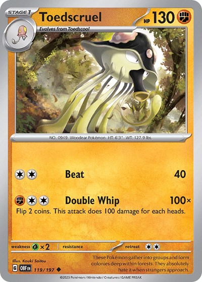 2023 Pokemon: SV03: Obsidian Flames (OBF) - Toedscruel (#119/197, Uncommon) (, Near Mint)