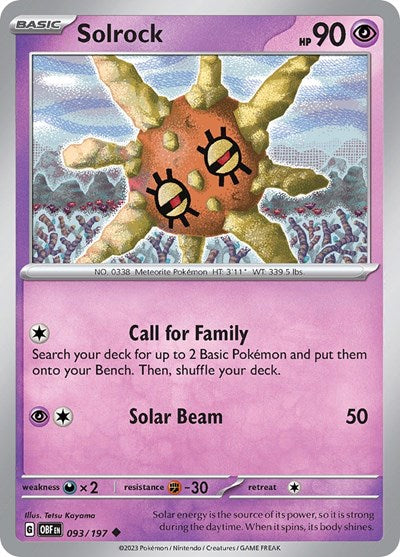 2023 Pokemon: SV03: Obsidian Flames (OBF) - Solrock (#093/197, Uncommon) (, Near Mint)