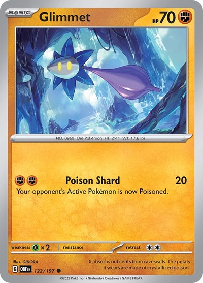 2023 Pokemon: SV03: Obsidian Flames (OBF) - Glimmet 122 197 (#122/197, Common) (, Near Mint)
