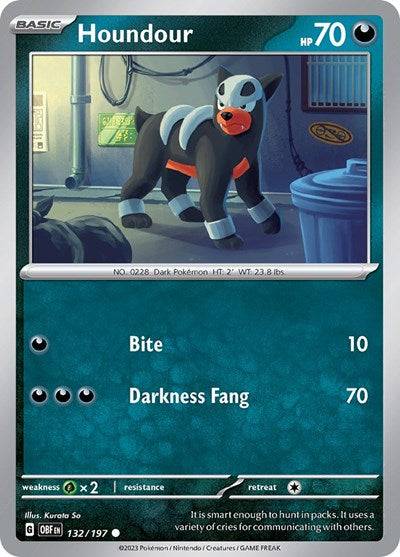 2023 Pokemon: SV03: Obsidian Flames (OBF) - Houndour 132 197 (#132/197, Common) (, Near Mint)