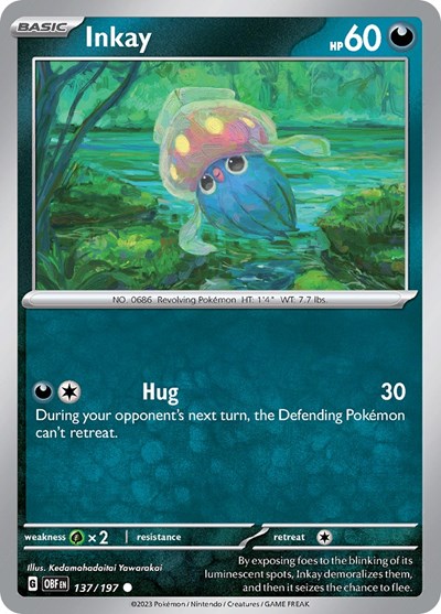 2023 Pokemon: SV03: Obsidian Flames (OBF) - Inkay (#137/197, Common) (, Near Mint)