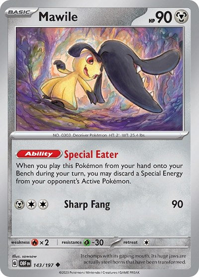 2023 Pokemon: SV03: Obsidian Flames (OBF) - Mawile 143 197 (#143/197, Uncommon) (, Near Mint)
