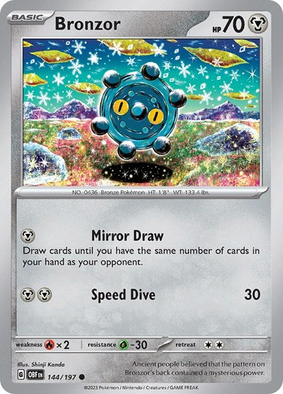 2023 Pokemon: SV03: Obsidian Flames (OBF) - Bronzor (#144/197, Common) (, Near Mint)