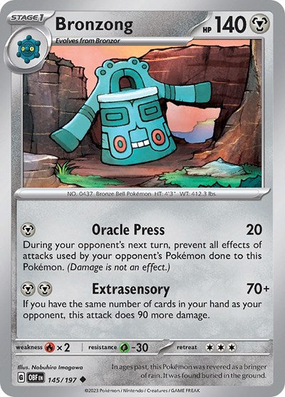 2023 Pokemon: SV03: Obsidian Flames (OBF) - Bronzong (#145/197, Uncommon) (, Near Mint)
