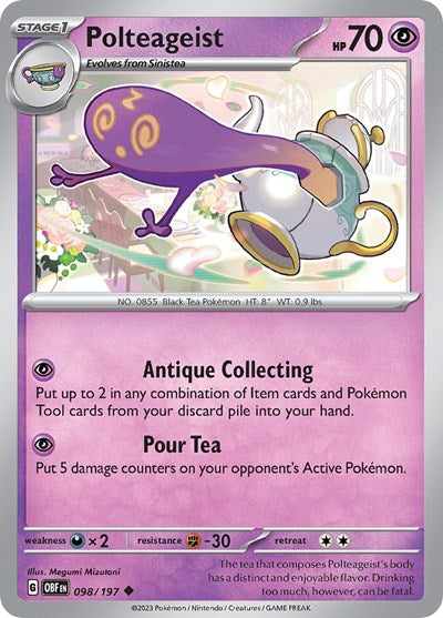 2023 Pokemon: SV03: Obsidian Flames (OBF) - Polteageist (#098/197, Uncommon) (, Near Mint)