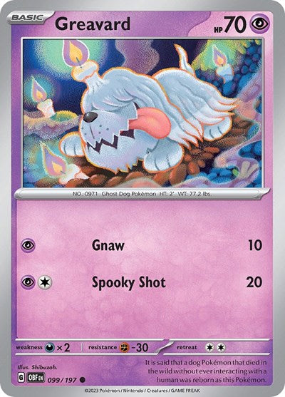 2023 Pokemon: SV03: Obsidian Flames (OBF) - Greavard 099 197 (#099/197, Common) (, Near Mint)