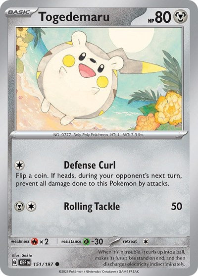 2023 Pokemon: SV03: Obsidian Flames (OBF) - Togedemaru (#151/197, Common) (, Near Mint)