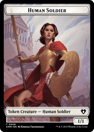 2023 Magic: The Gathering: Commander Masters (CMM) - Human Soldier Drake Double Sided Token (#6 // 12, T) (Foil, Near Mint)