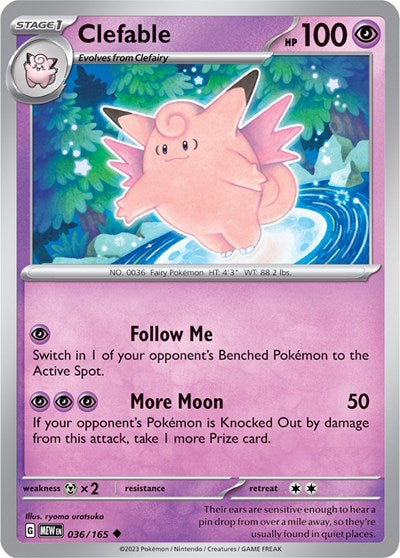 2023 Pokemon: SV: Scarlet & Violet 151 (MEW) - Clefable (#036/165, Uncommon) (, Near Mint)