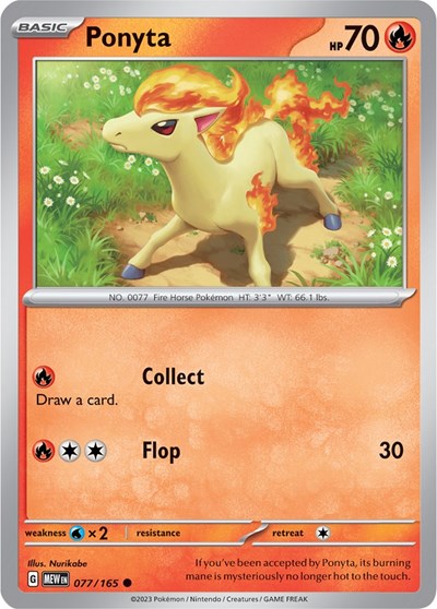 2023 Pokemon: SV: Scarlet & Violet 151 (MEW) - Ponyta (#077/165, Common) (, Near Mint)