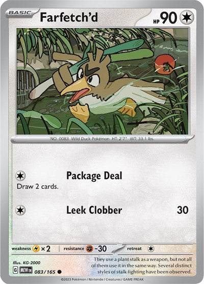 2023 Pokemon: SV: Scarlet & Violet 151 (MEW) - Farfetchd (#083/165, Common) (, Near Mint)