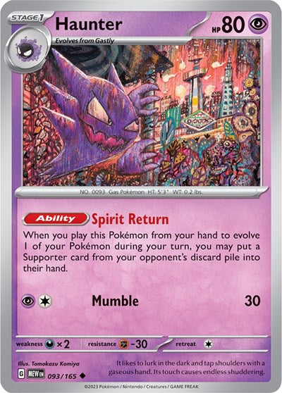2023 Pokemon: SV: Scarlet & Violet 151 (MEW) - Haunter (#093/165, Uncommon) (, Near Mint)