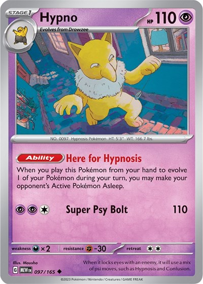 2023 Pokemon: SV: Scarlet & Violet 151 (MEW) - Hypno (#097/165, Uncommon) (, Near Mint)