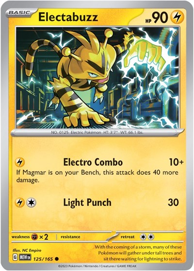 2023 Pokemon: SV: Scarlet & Violet 151 (MEW) - Electabuzz (#125/165, Common) (, Near Mint)
