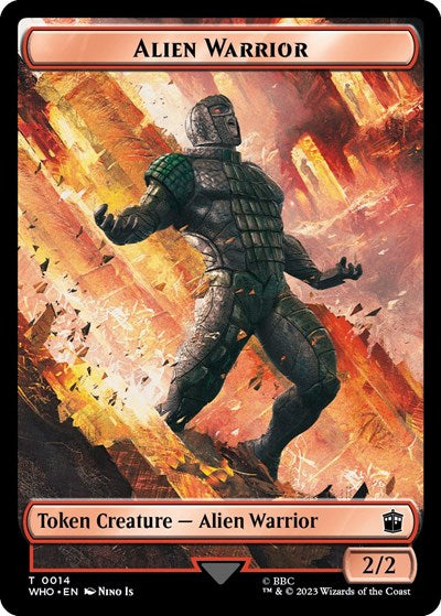 2023 Magic: The Gathering: Universes Beyond: Doctor Who (WHO) - Alien Warrior Treasure 0030 Double Sided Token (#14 // 30, T) (, Near Mint)