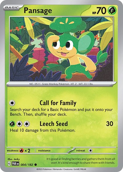 2023 Pokemon: SV04: Paradox Rift (PAR) - Pansage (#004/182, Common) (, Near Mint)