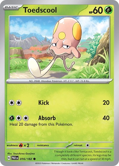 2023 Pokemon: SV04: Paradox Rift (PAR) - Toedscool 016 182 (#016/182, Common) (, Near Mint)
