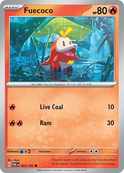 2023 Pokemon: SV04: Paradox Rift (PAR) - Fuecoco (#023/182, Common) (, Near Mint)