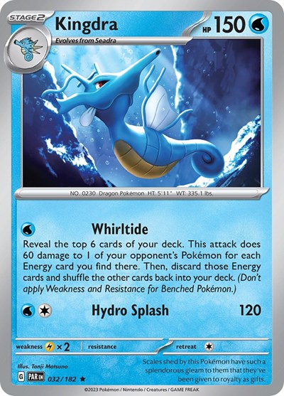 2023 Pokemon: SV04: Paradox Rift (PAR) - Kingdra (#032/182, Rare) (Reverse Holofoil, Near Mint)