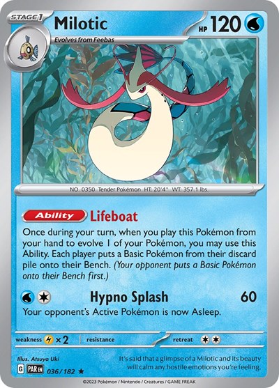 2023 Pokemon: SV04: Paradox Rift (PAR) - Milotic (#036/182, Rare) (Holofoil, Near Mint)